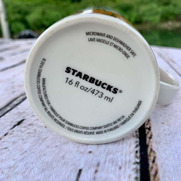 Starbucks 2016 Fall Autumn Leaves Harvest Tall Coffee Cup Mug 16 Oz October - Picture 10 of 12